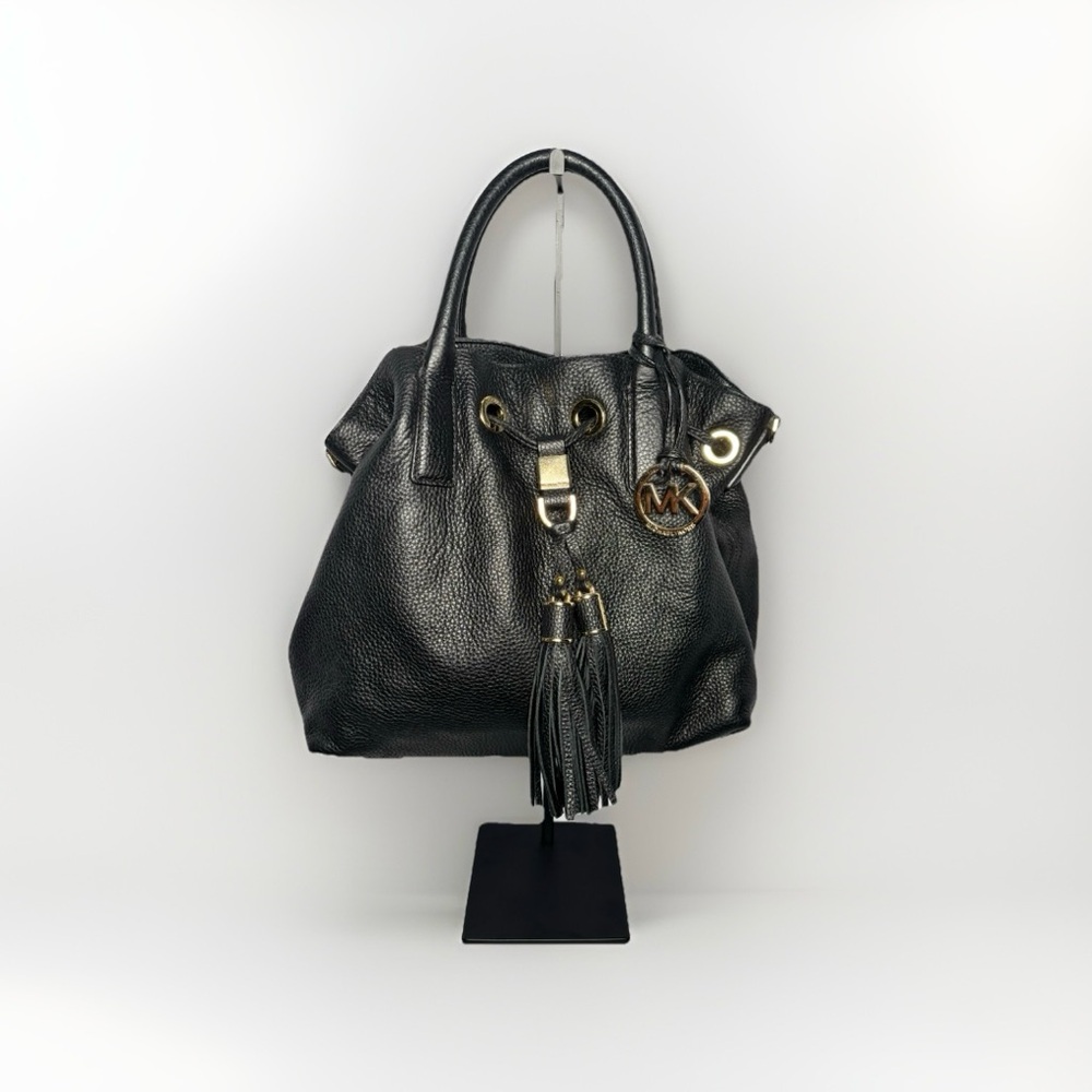 Michael Kors Camden Pebbled Black Leather Medium Handbag